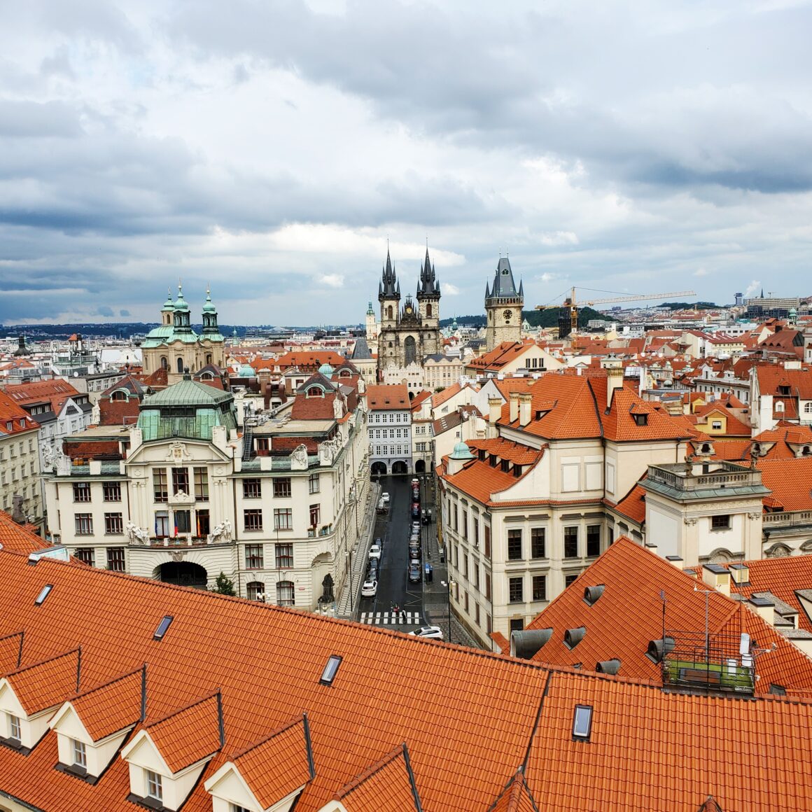 A photo of Prague's Old Town Square from Klementinum
