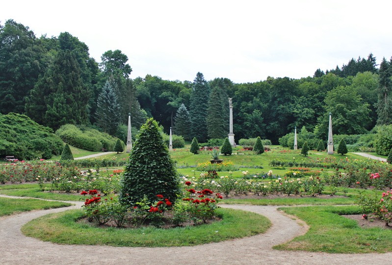 Roses line the pathways at Konopiste Castle's Rose Garden