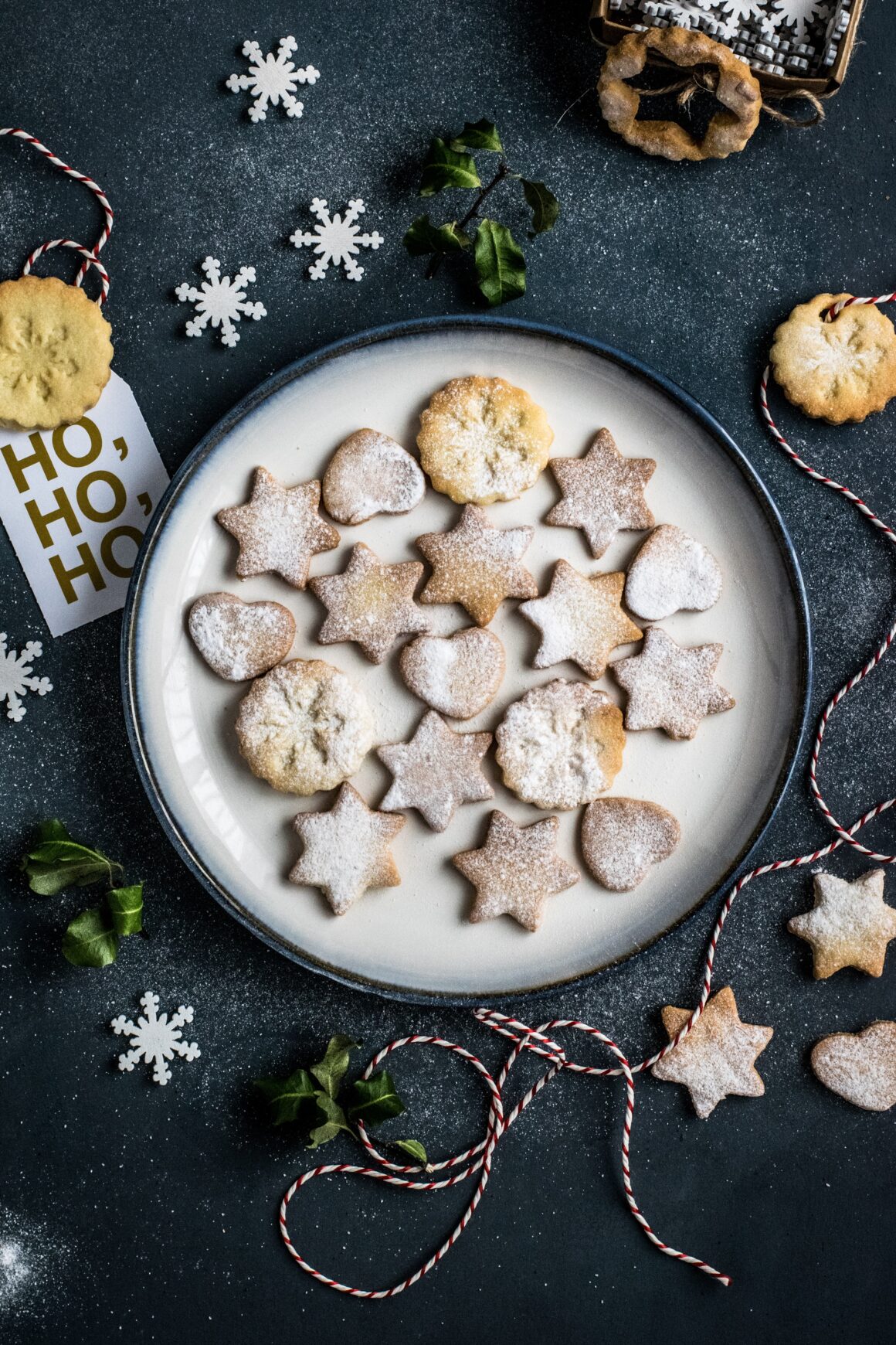 Czech Christmas cookies on a plate, a common treat you can find at Czech Christmas markets