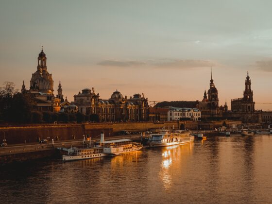An sunset view of the city of Dresden, Germany