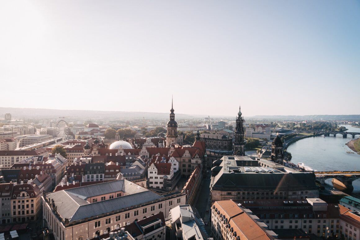 An aerial view of the city of Dresden, Germany