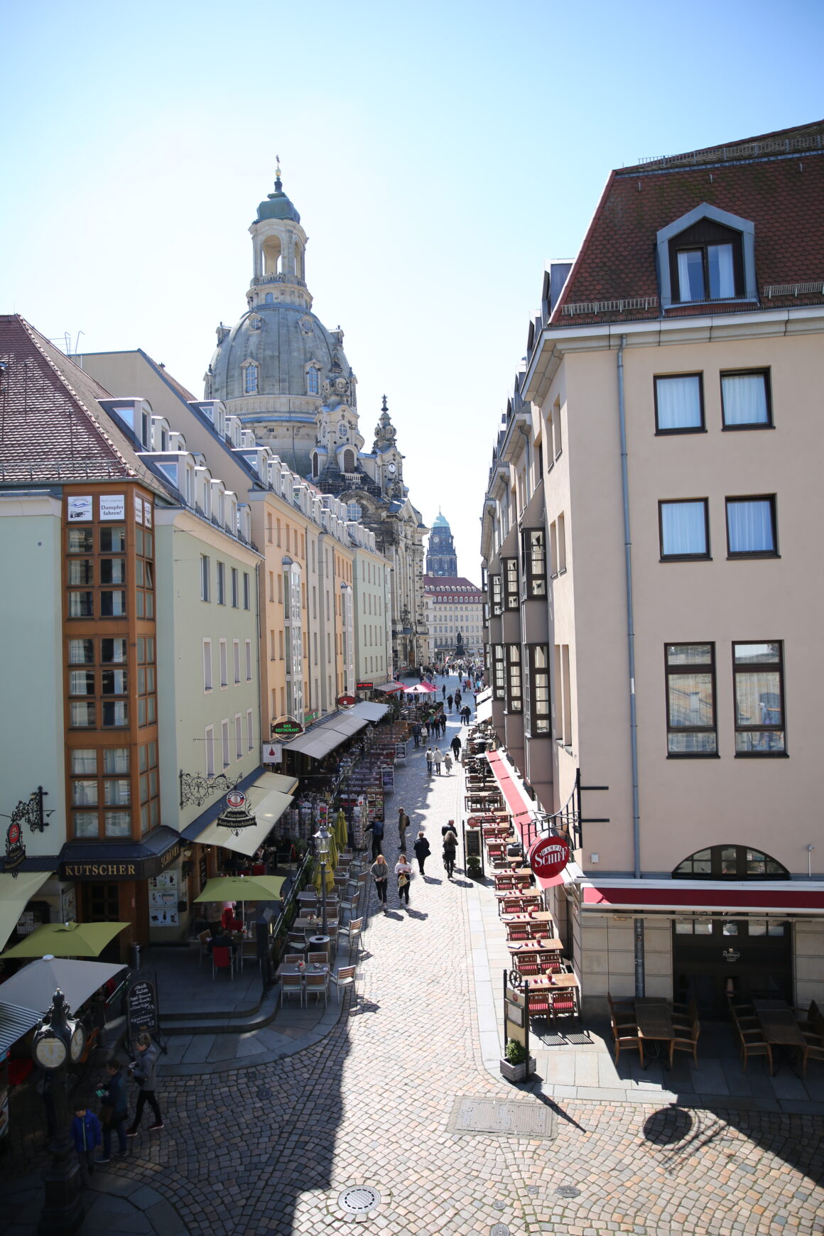 A street shot of Dresden's historic old town, one of the best things to do in Dresden