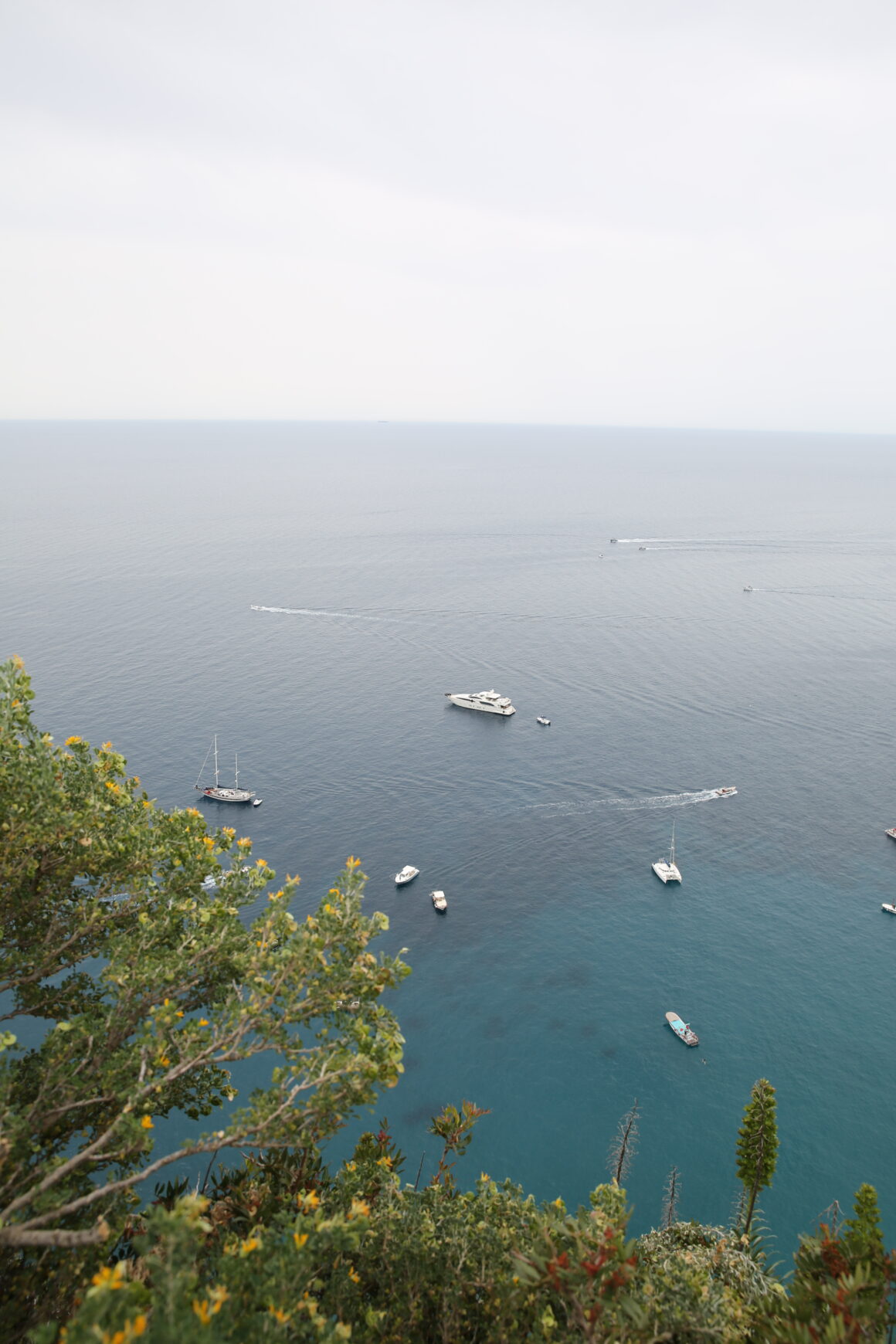 A gray and rainy day off the coast of the Amalfi Coast