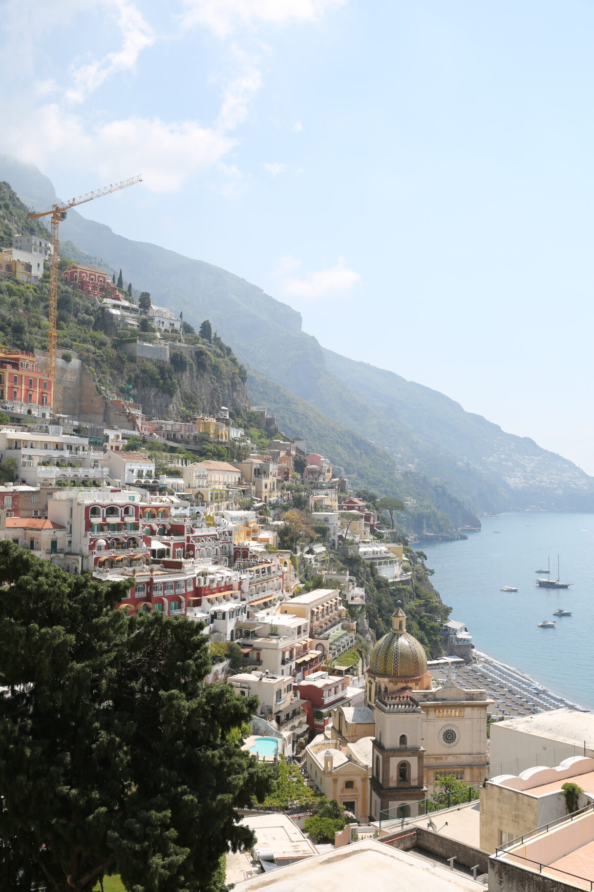 A view of homes on a hill in Positano, Italy