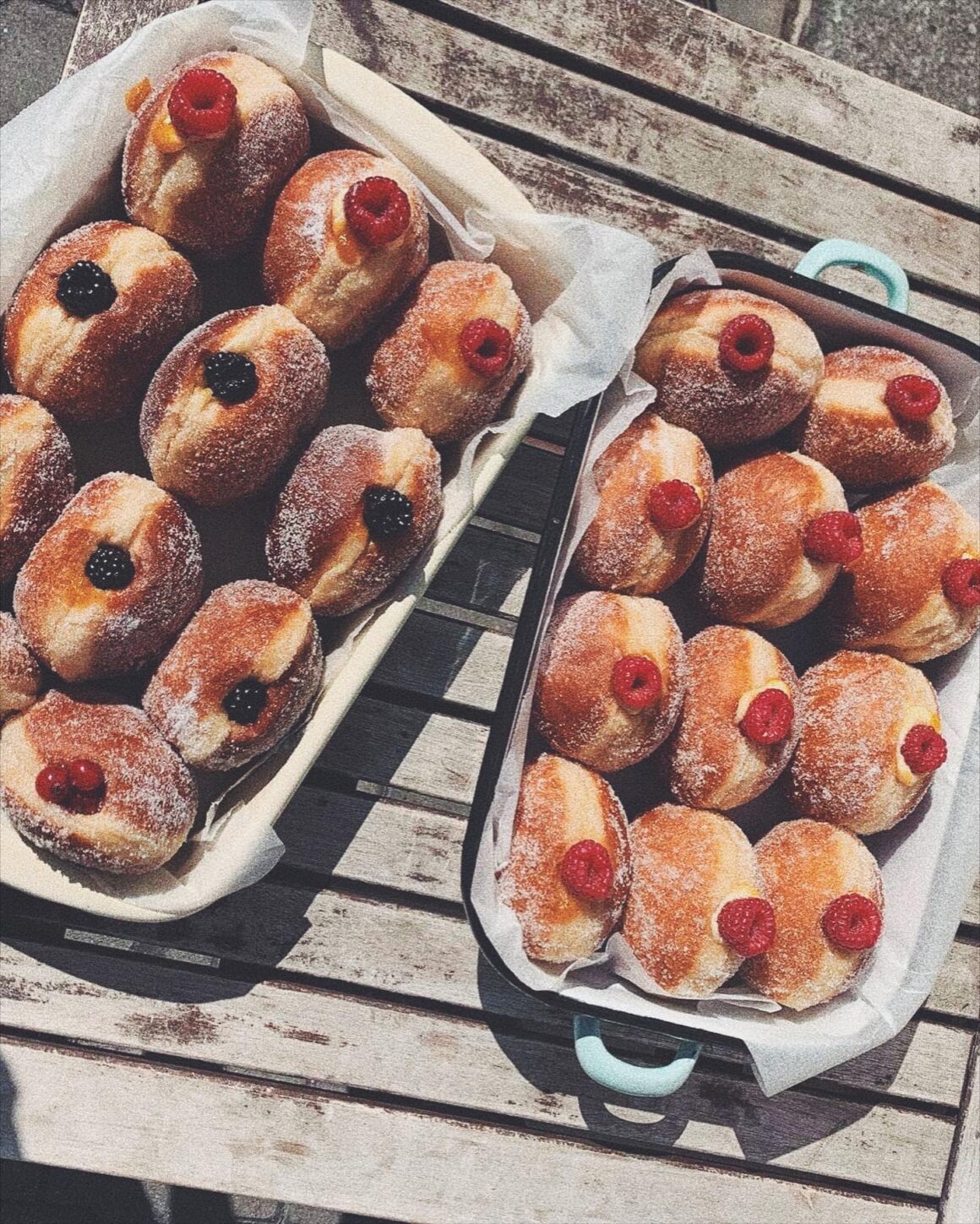 Filled donuts at Kavarna Tvoje Mama, one of the best bakeries in Prague