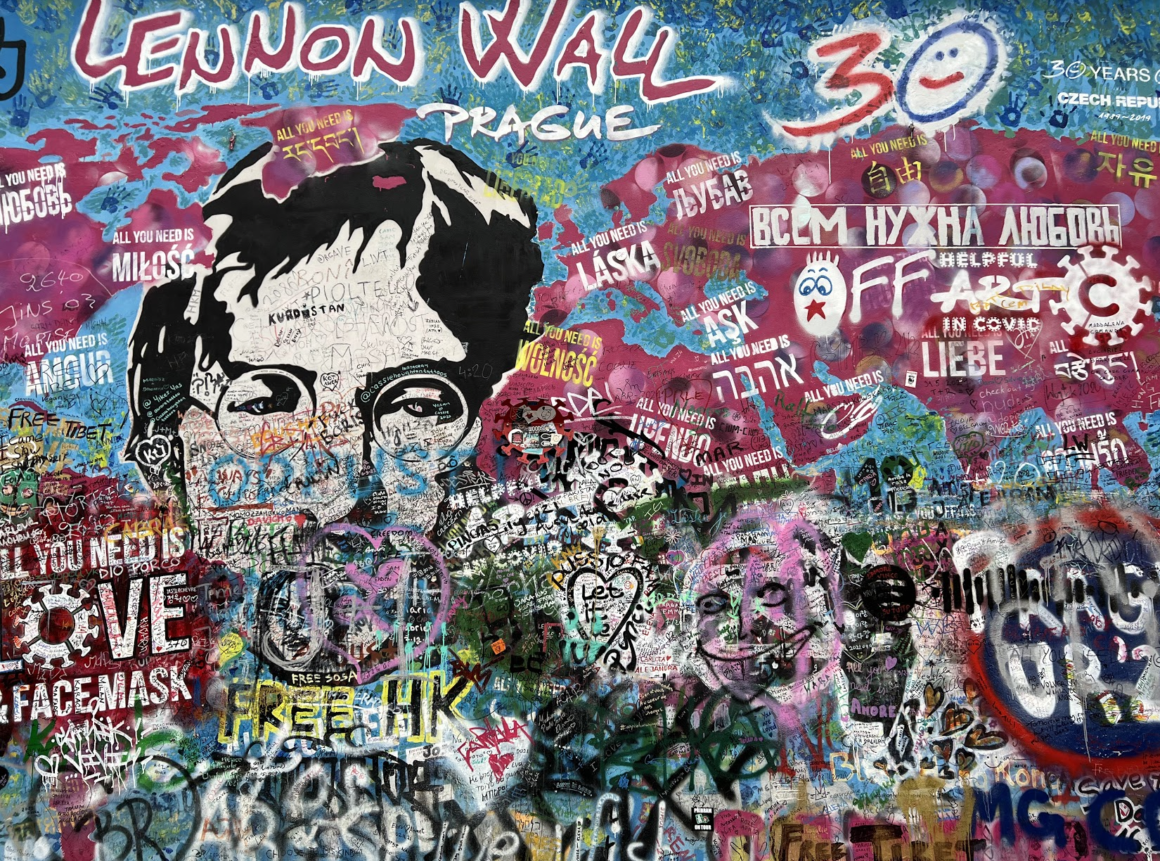 Prague's famous John Lennon Wall, one of the best things to do in Prague