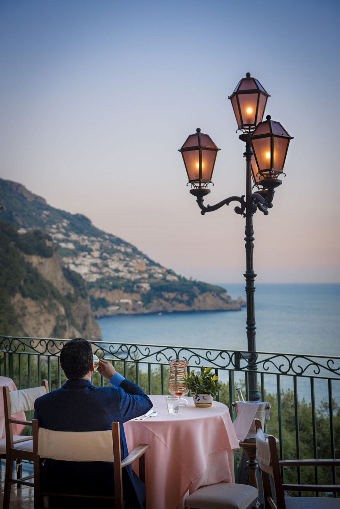 One of the best restaurants in Positano, Italy, Zass, pictured here with the view overlooking the ocean