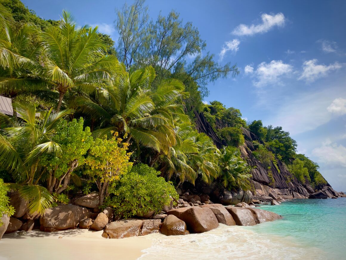 A beautiful beach in Mahe, in Seychelles