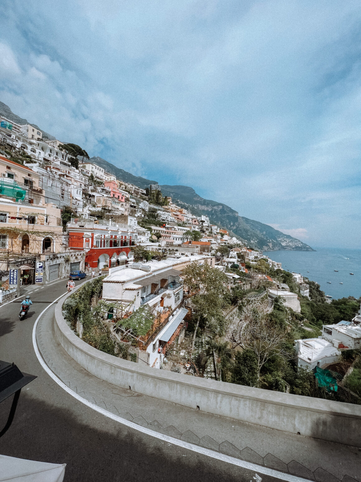 The winding streets of Positano, the perfect place to ride a scooter, one of the best things to do in Positano