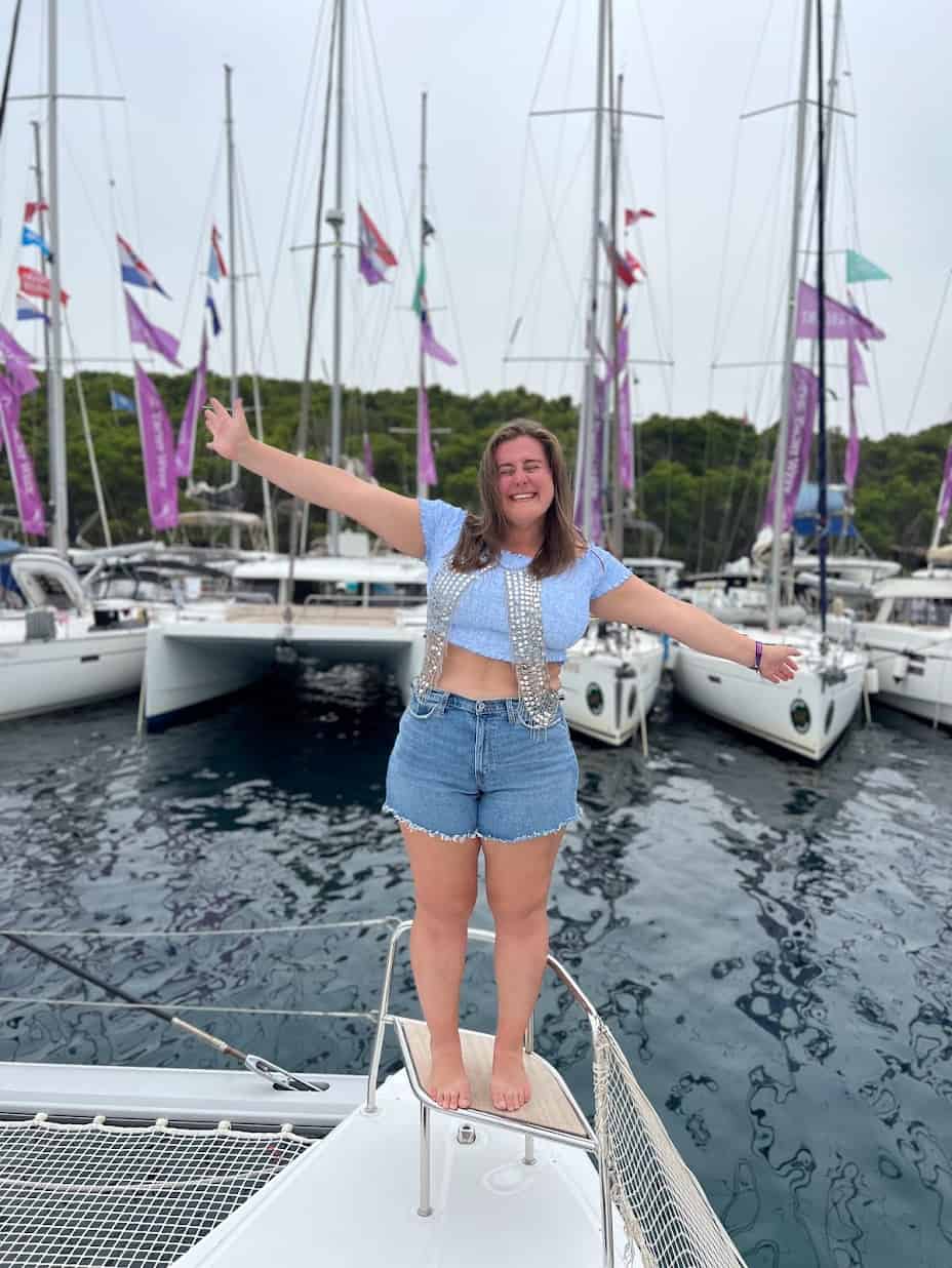 A girl smiling during Yacht Week Croatia