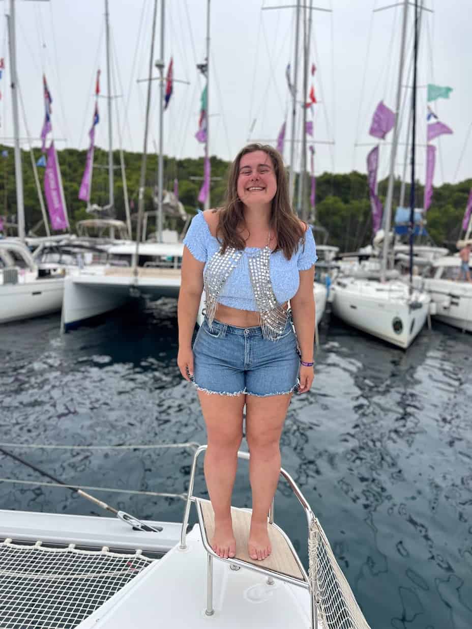 A girl smiling during Yacht Week Croatia