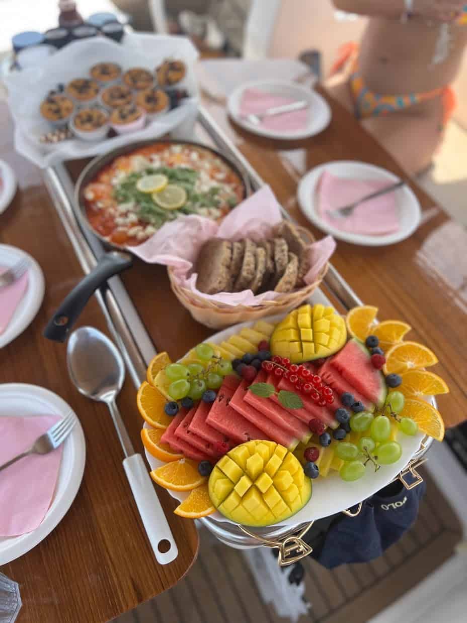 Breakfast prepared by a host on the Yacht Week Croatia