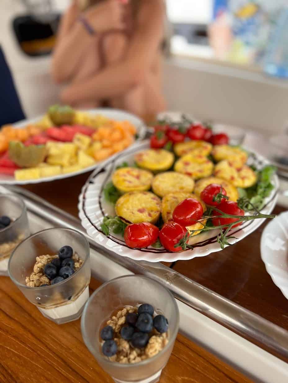 Breakfast prepared by a host on the Yacht Week Croatia