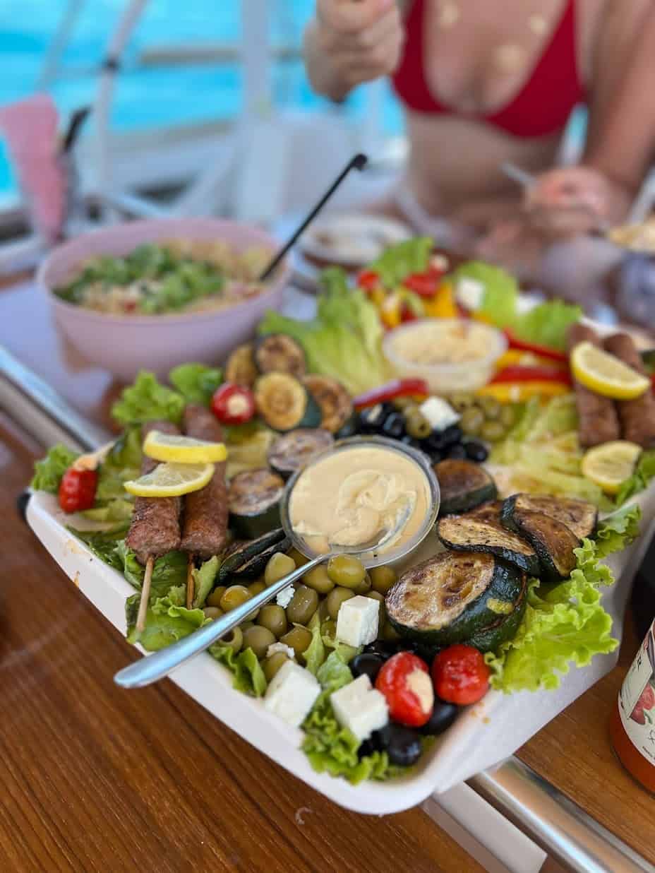 Lunch prepared by a host on the Yacht Week Croatia