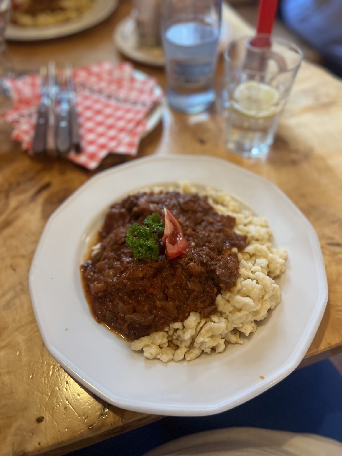 Hungarian food on the table at paprika, one of the best restaurants in Budapest