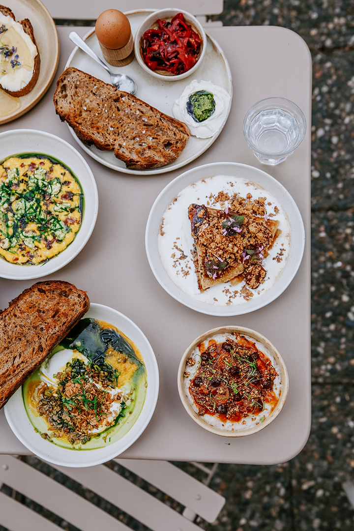 A brunch and breakfast spread at Etapa, one of Prague's best brunch spots. 