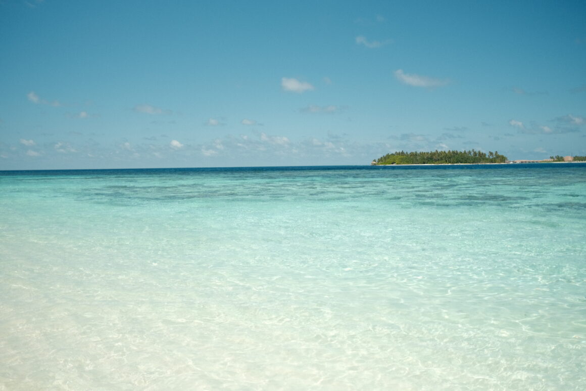 Pristine water in the Maldives on one of the local islands