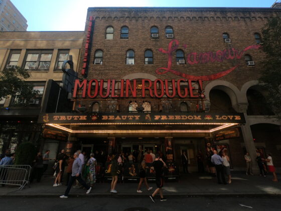 The marquee for the Broadway musical Moulin Rouge the Musical